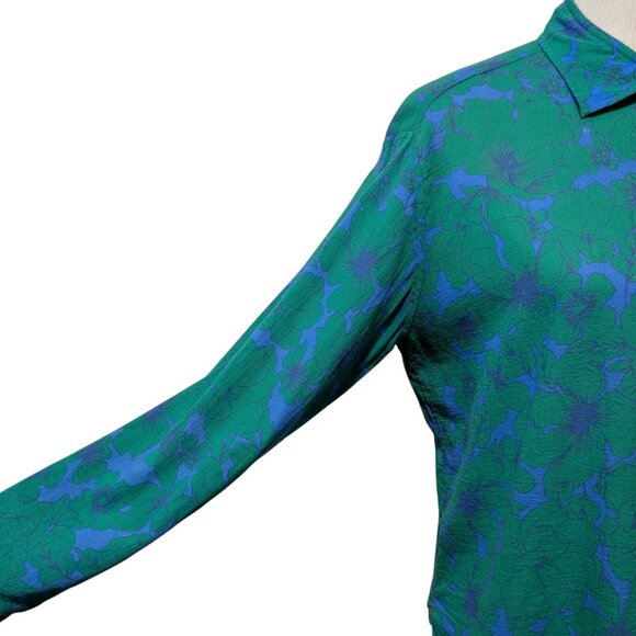 Xirena Womens Size XS Beau Ibiza Blue Green Floral Button Cotton L/S Blouse Top - Picture 6 of 10
